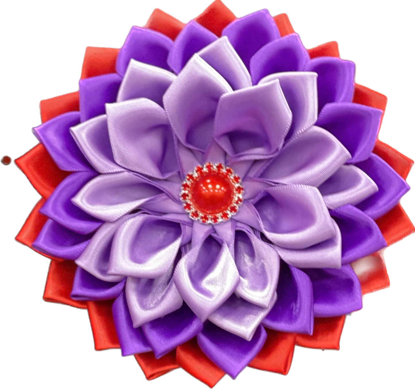 Brooch-Satin Red & Purple