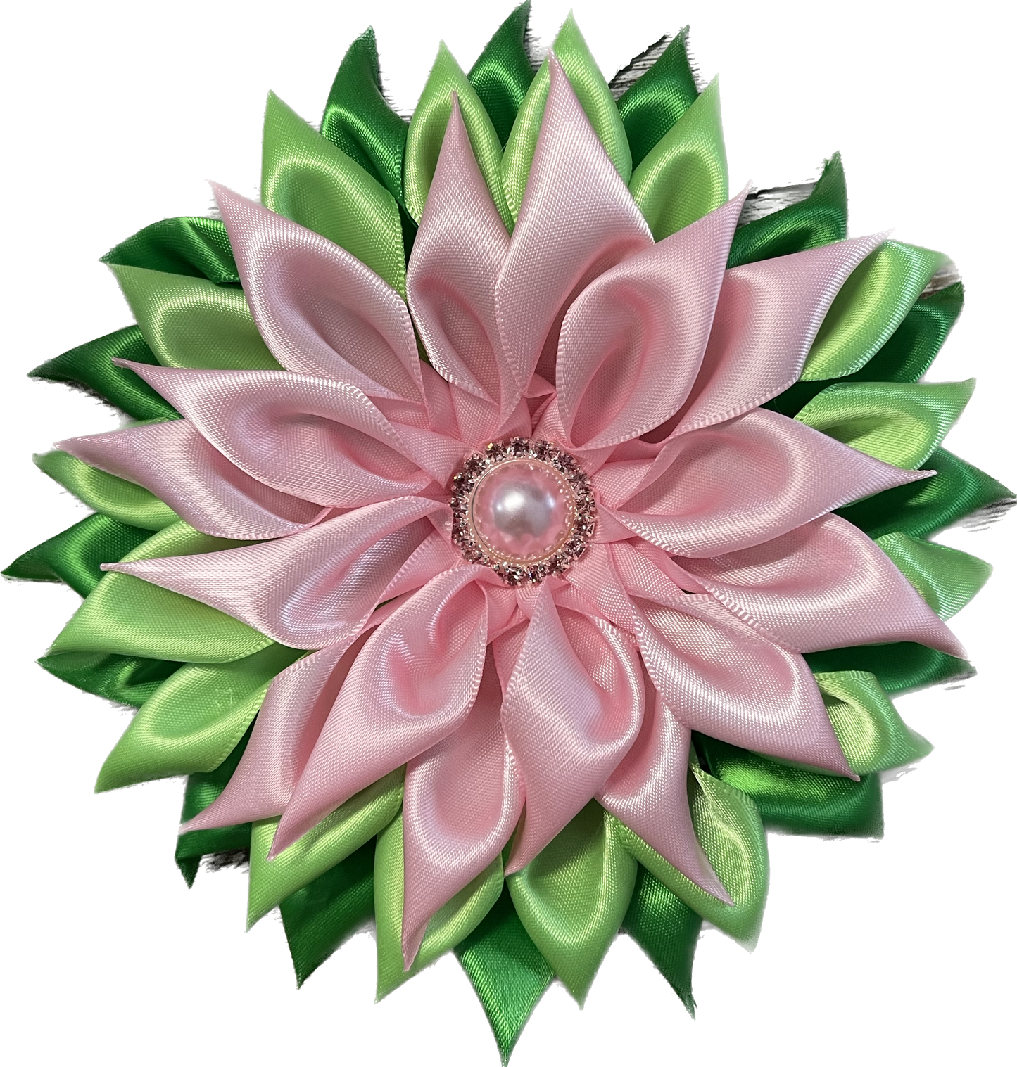 Brooch-Satin Pink & Green