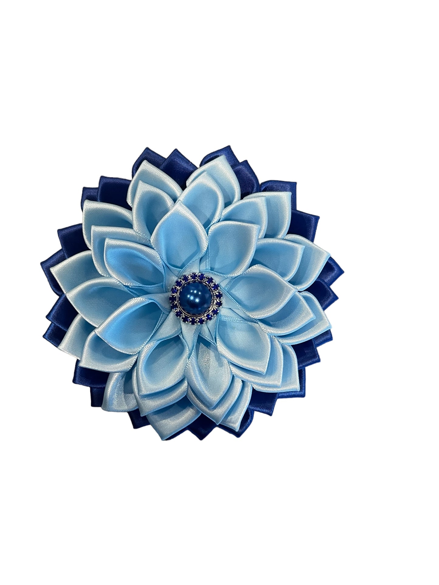 Brooch-Satin Royal & Light Blue