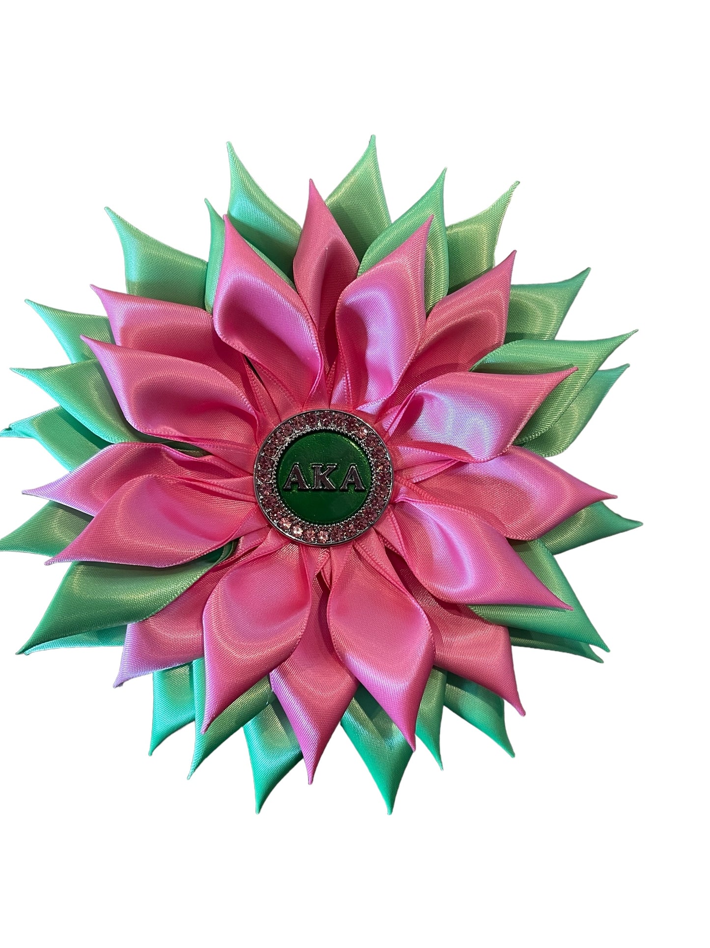 Brooch-Satin Pink and Green AKA