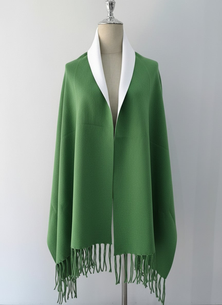 Shawl-Reversible Green & White