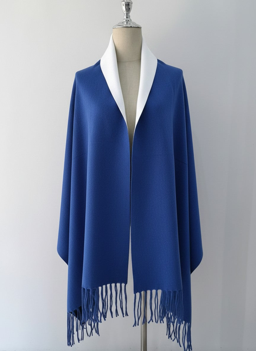 Shawl-Reversible Royal Blue & White