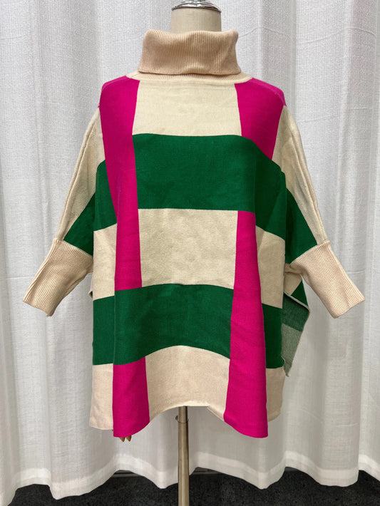 Poncho-Pink & Green