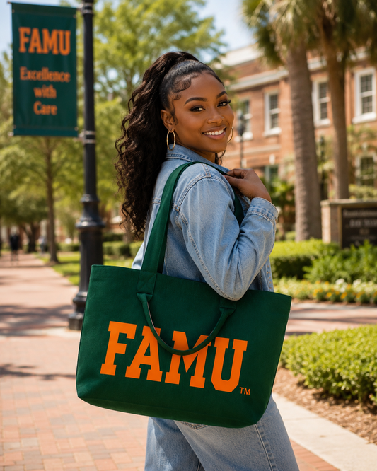 "PRE-ORDER" Bag-FAMU Knit Tote Green