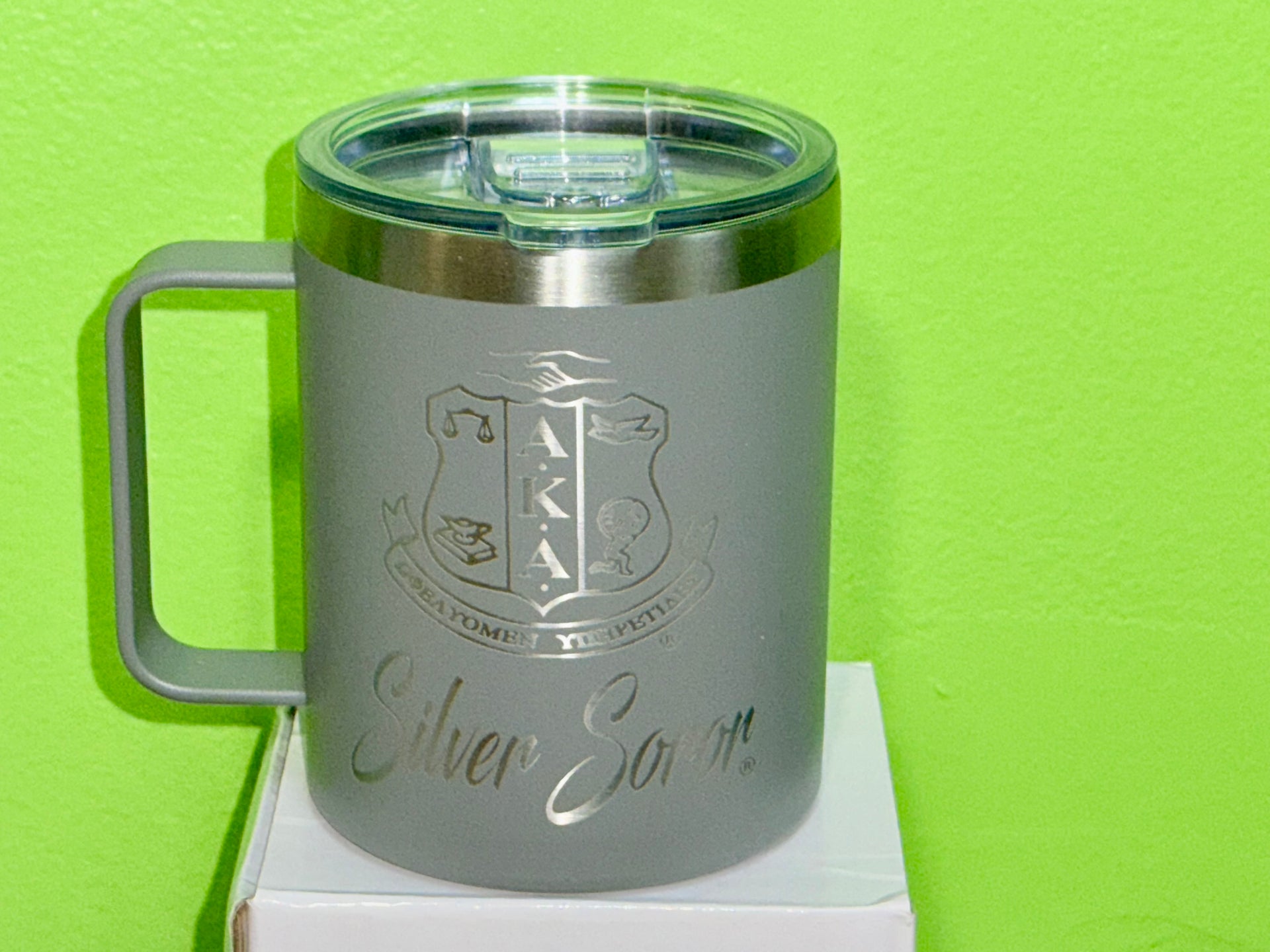 Tumbler-AKA Coffee Mug Silver Soror  Ooh Soo Crafty LLC