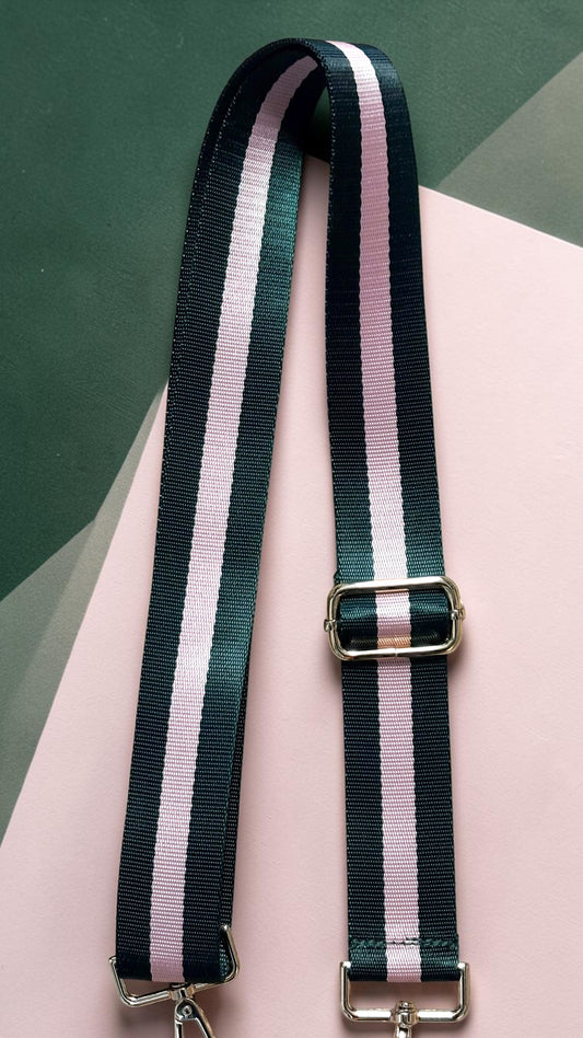 Bag Strap-Dark Green & Pink