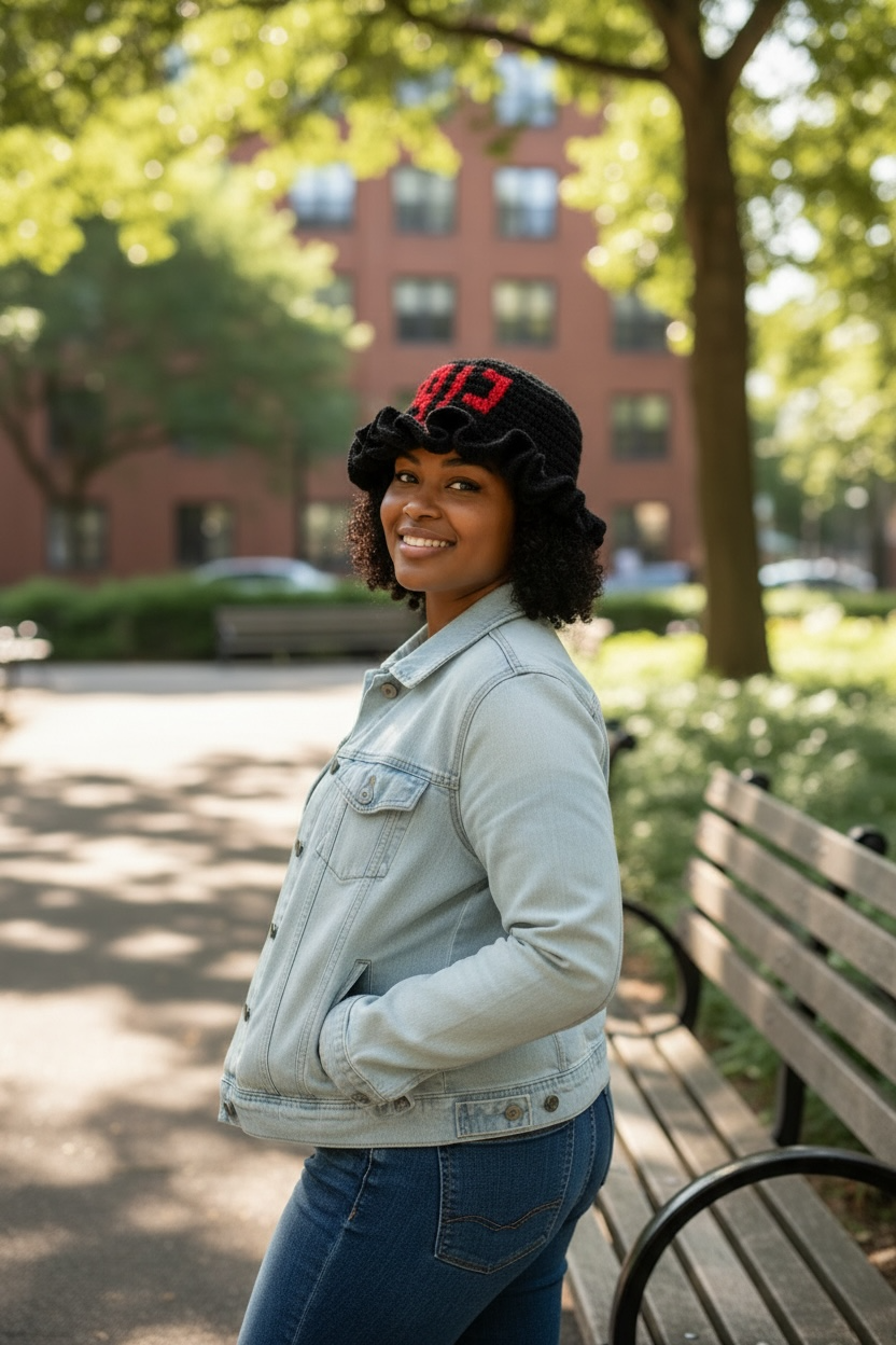 Hat-1913 Crochet Ruffle Bucket Hat
