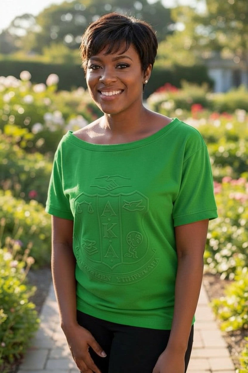 Tshirt-AKA Off Shoulder Embossed
