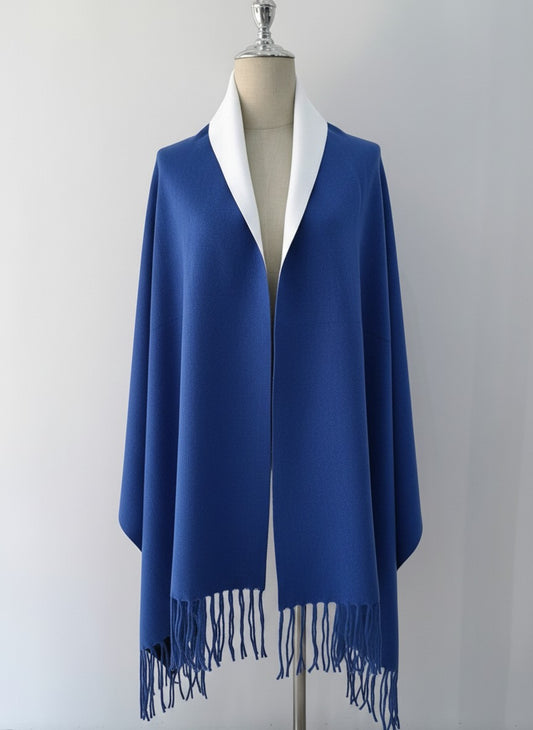 Shawl-Reversible Royal Blue & White