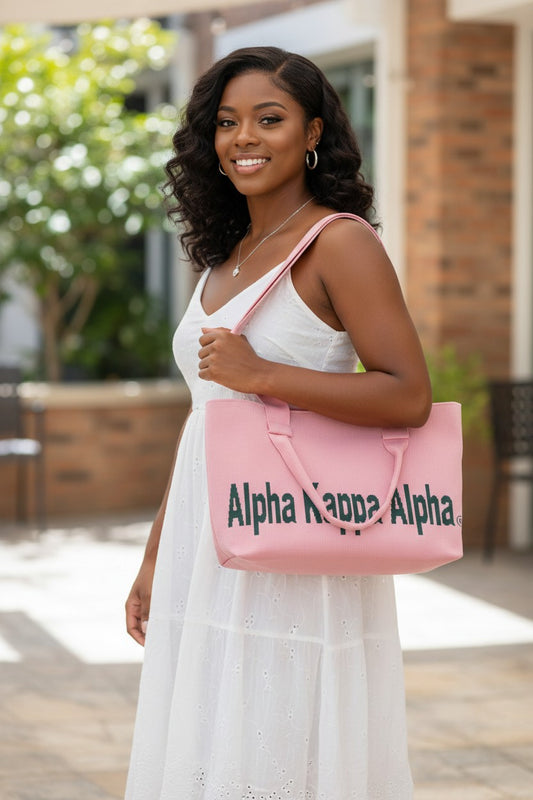 Bag-Alpha Kappa Alpha Knit Tote Pink