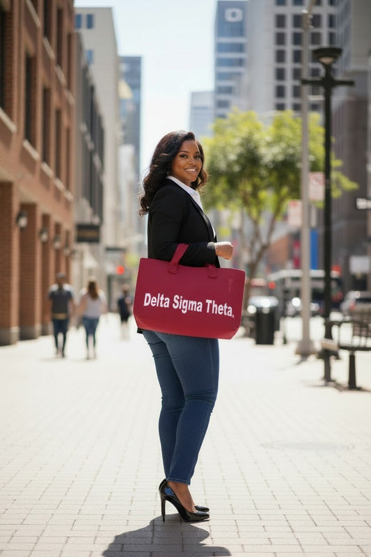 *PRE-ORDER* Bag-Delta Sigma Theta Knit Tote Crimson