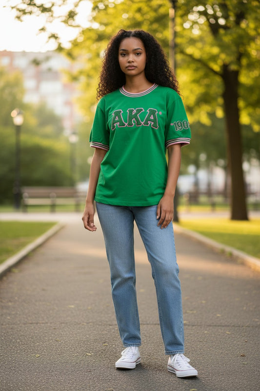 T-Shirt-AKA Ringer Chenille Green