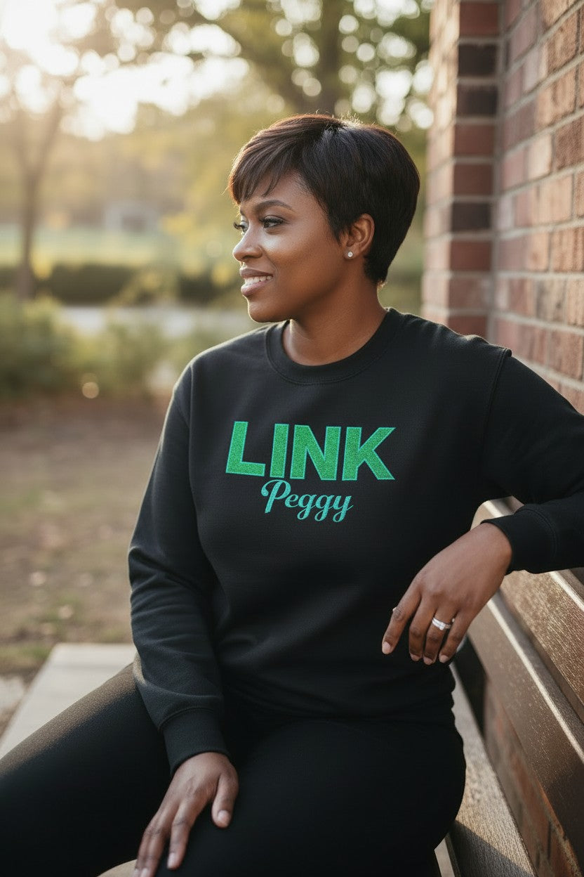 LINK Embroidered Glitter Sweatshirt