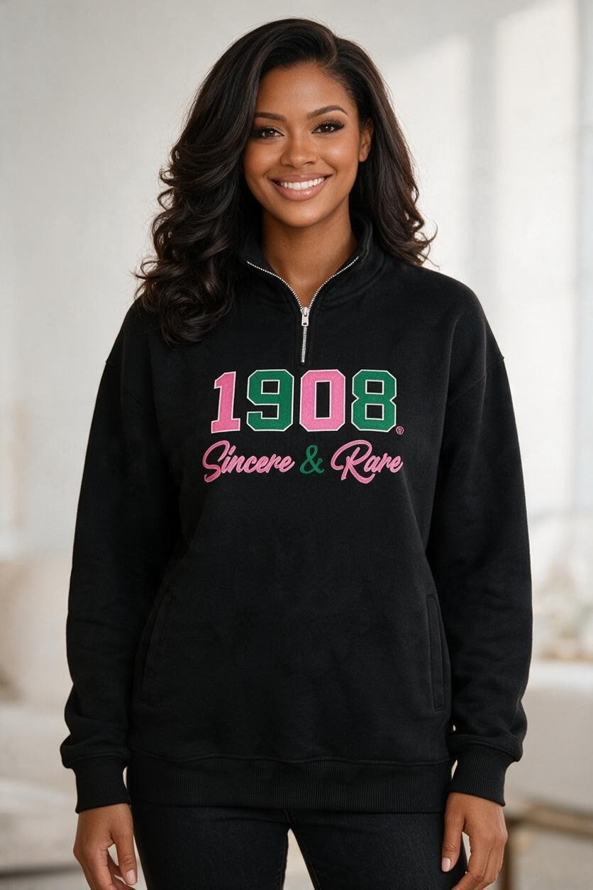 Sweatshirt-1908 Sincere and Rare Quarter Zip Black