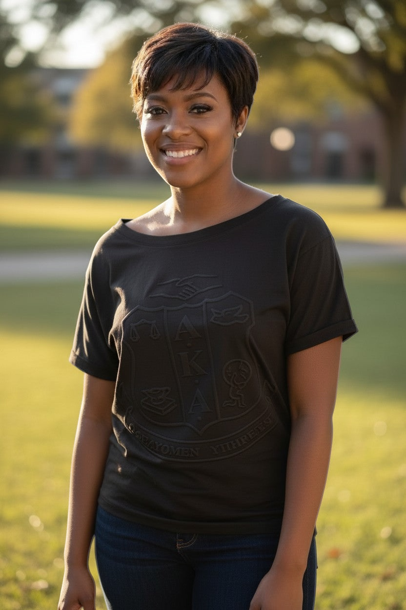 Tshirt-AKA Off Shoulder Embossed