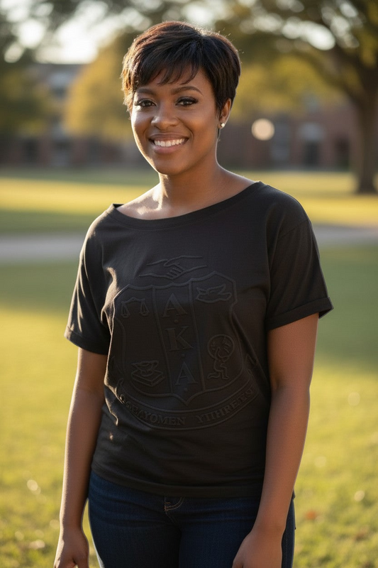 Tshirt-AKA Off Shoulder Embossed