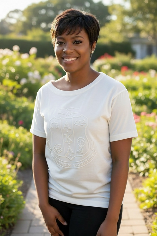 Tshirt-AKA Off Shoulder Embossed White