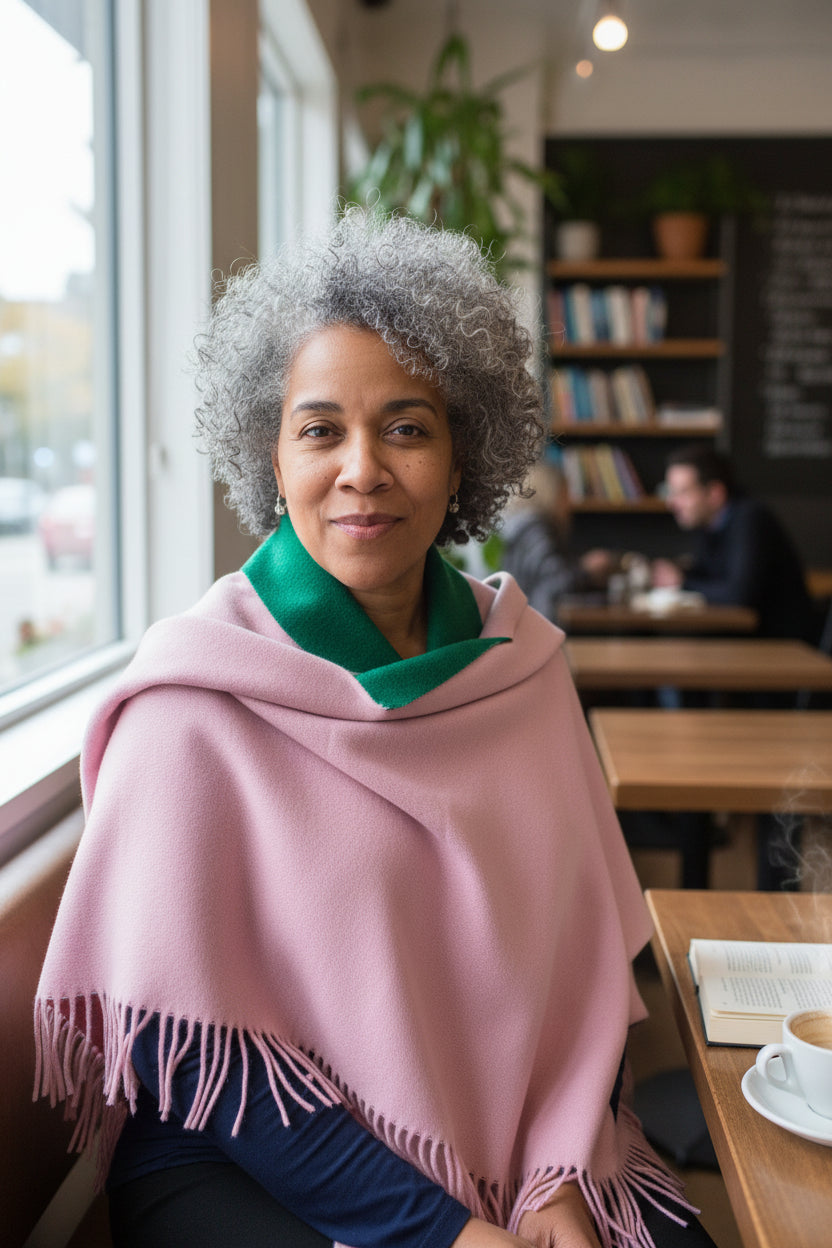 Shawl-Reversible Pink & Green