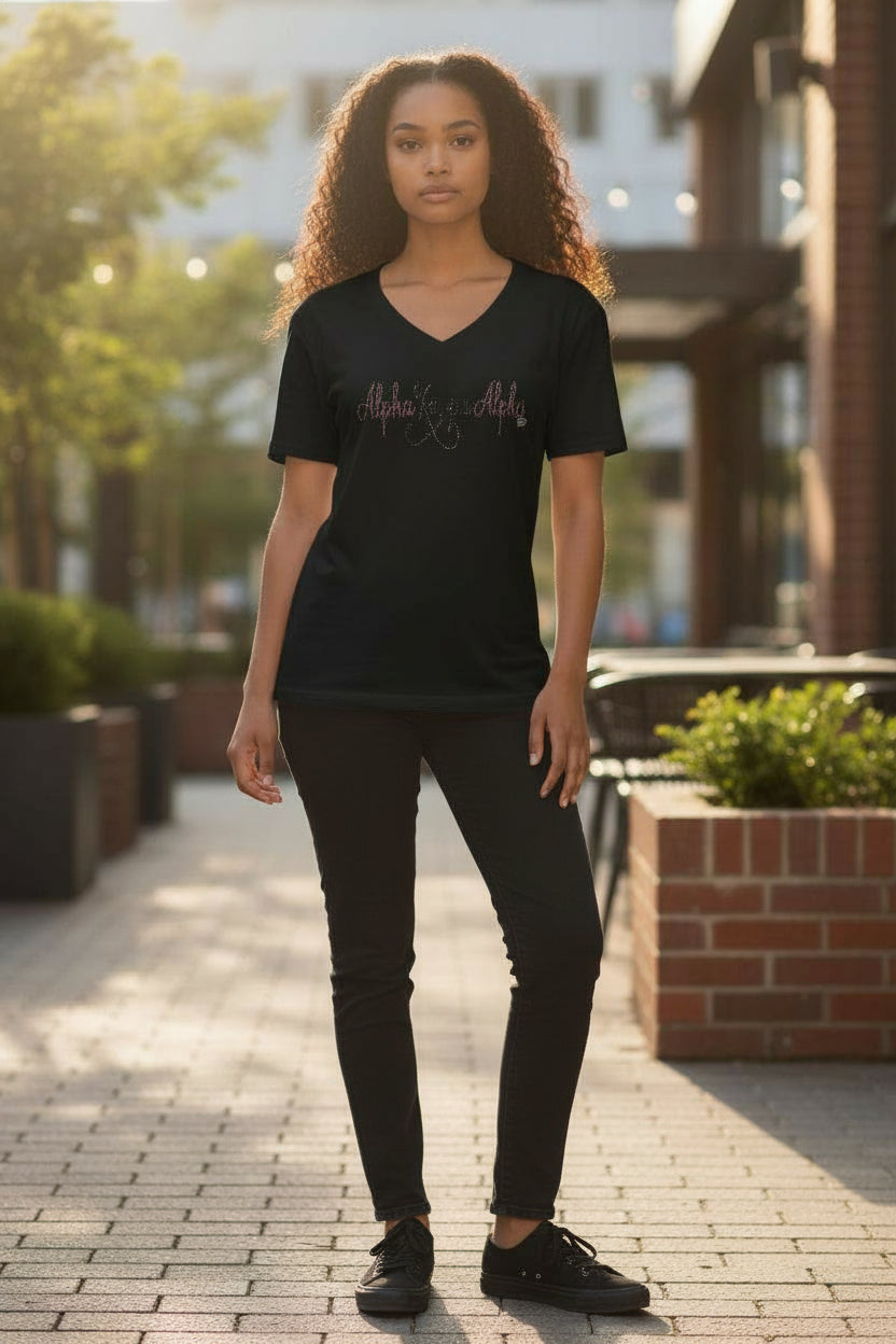 T-shirt-Alpha Kappa Alpha Rhinestone